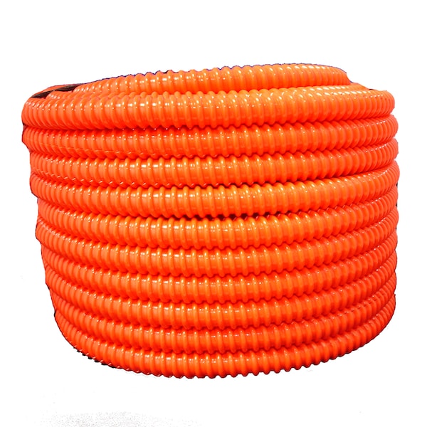 1.5"x100Ft Flexible Corrugated Orange PVC NON Split Tubing Wire Loom